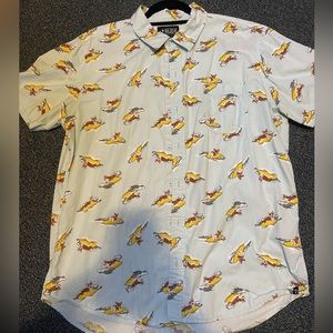 Funny surfing corgis short sleeve button down party shirt Size XL